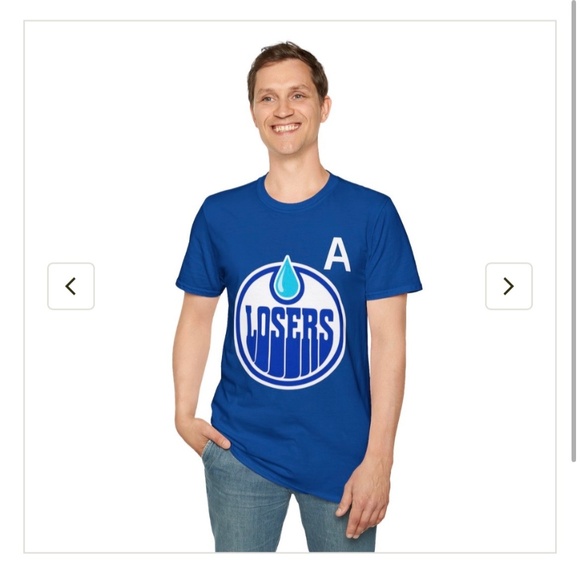 Adidas Edmonton "Losers Cry-Saitl" NHL Jersey Style T-Shirt. Home or Away - Picture 4 of 6